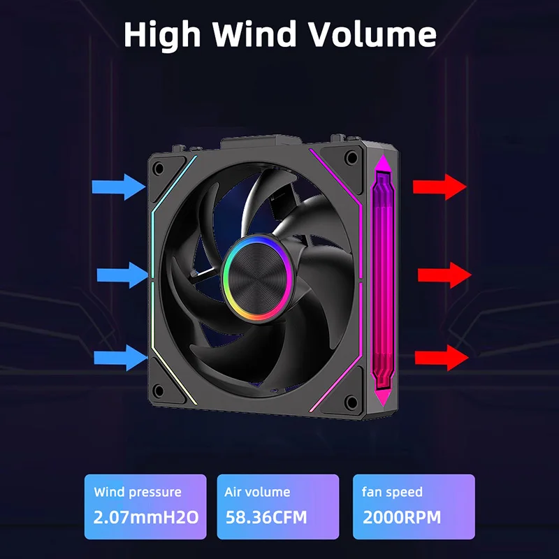 COOLCIRC CX-2 ventilador de chasis de computadora 120mm 5V enfriador ARGB de 3 pines 12V/4PIN PWM 800-2000 RPM ventilador de refrigeración de bloque de construcción silencioso 3 en 1 - imagen 5