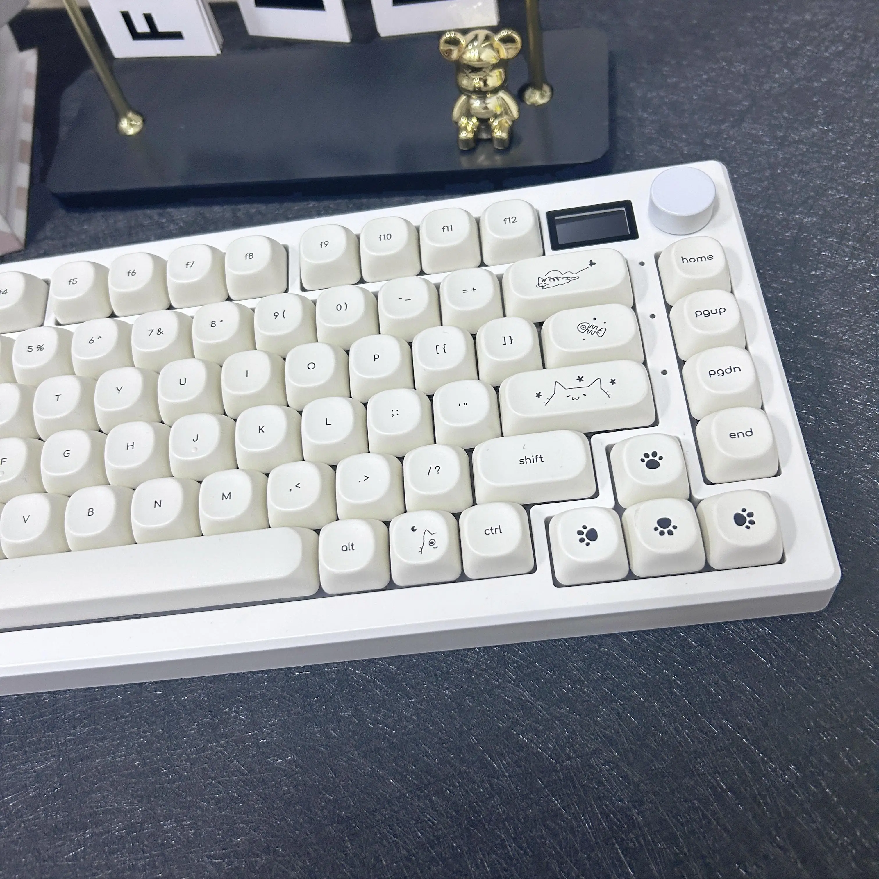 Teclas redondas con tema de gato, 124 teclas, sublimación térmica PBT, perfil MOA, teclas de gatito blanco leche para teclado mecánico DIY - imagen 3
