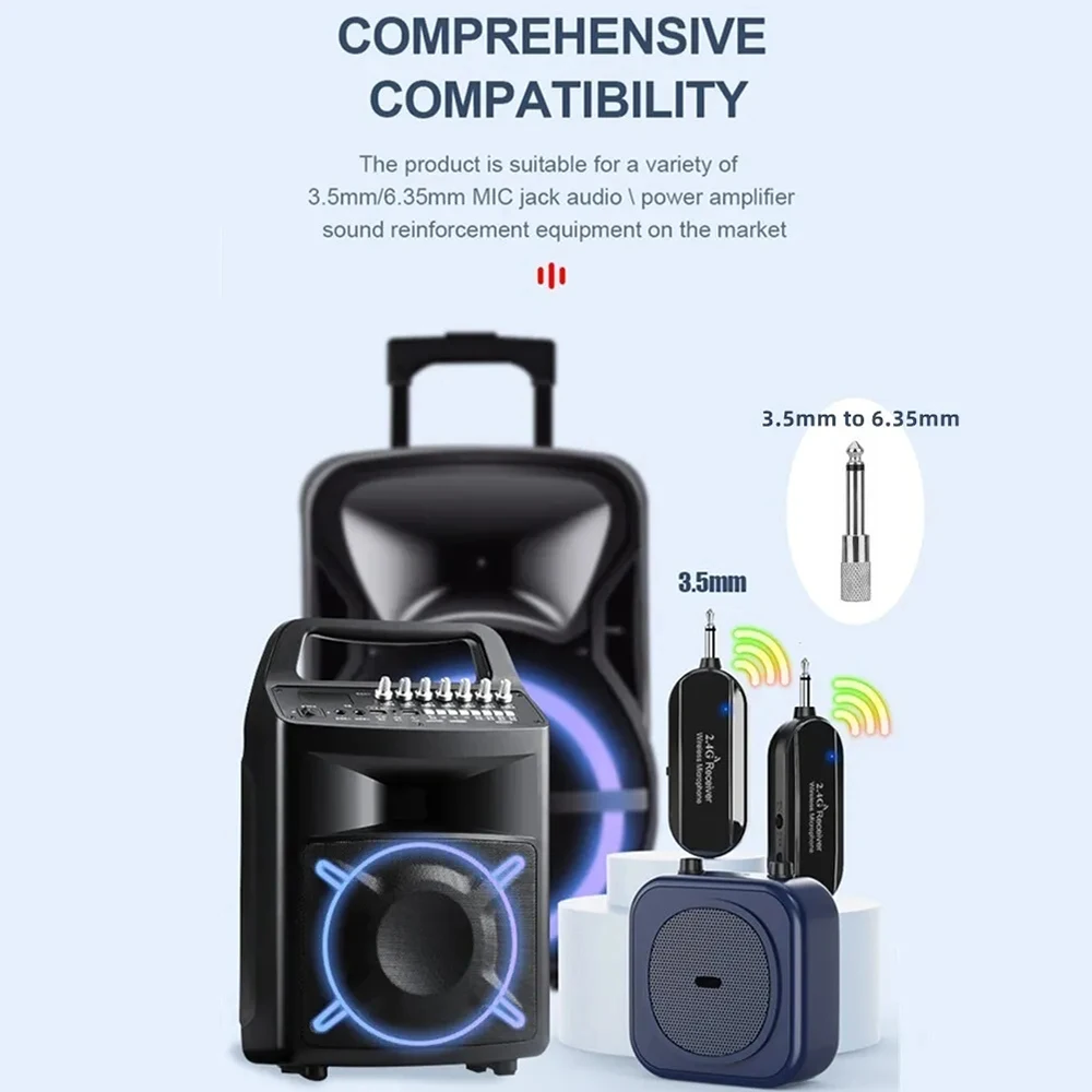 Conjunto de micrófono Lavalier inalámbrico montado en la cabeza, transmisor con receptor para amplificador, altavoz de voz, guía turística de enseñanza, 2,4G - imagen 5