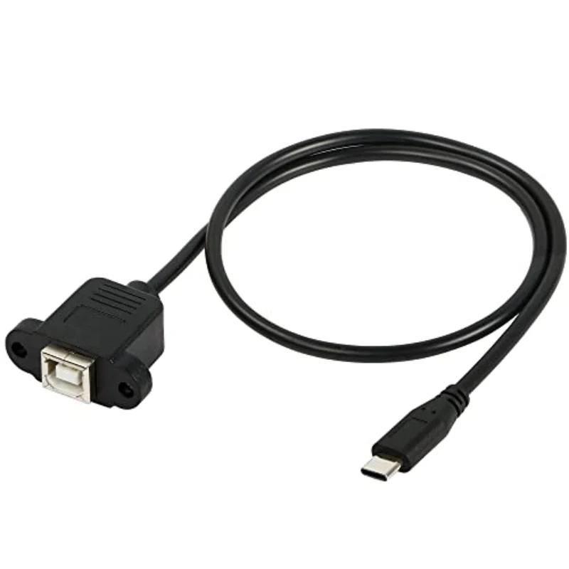 Nku Cable USB C a USB B para impresora, Cable de montaje de Panel de extensión macho a USB B hembra con agujeros de tornillos para PC, impresora portátil - imagen 2