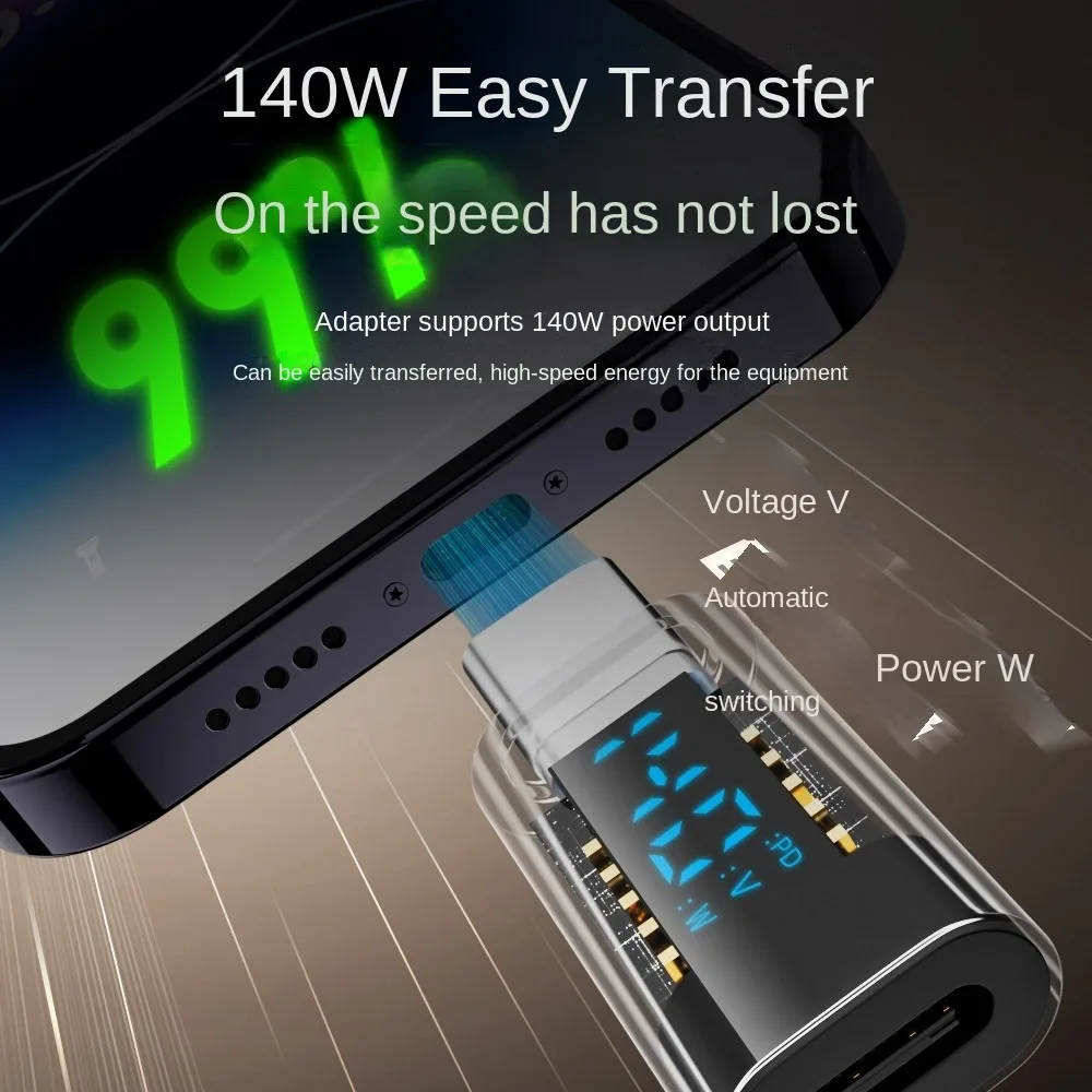 Adaptador USB tipo C con pantalla LED, medidor de potencia de 140W/240W, adaptador de extensión de 40gbps, probador, extensor USB C Thunderbolt 4 - imagen 5