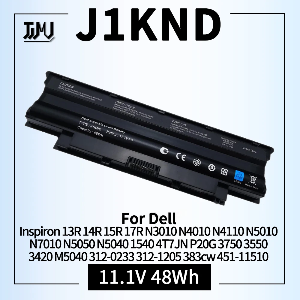 J1KND Batería de reemplazo para Dell Inspiron 13R 14R 15R 17R N3010 N4010 N4110 N5010 N7010 N5050 N5040 1540 4T7JN P20G 3750 3550 3420 M5040 312-0233 312-1205 383cw 451-11510