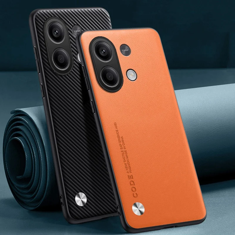 Funda de cuero PU de lujo para Xiaomi Redmi Note 13 4G, carcasa trasera de silicona mate, funda de teléfono de protección completa para Redmi Note 13 Coque - imagen 2