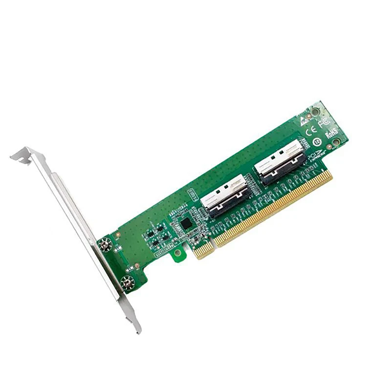 XIC PE5160-4IL PCIe5.0 x16 a 2 puertos MCIO 8i Adaptador delgado