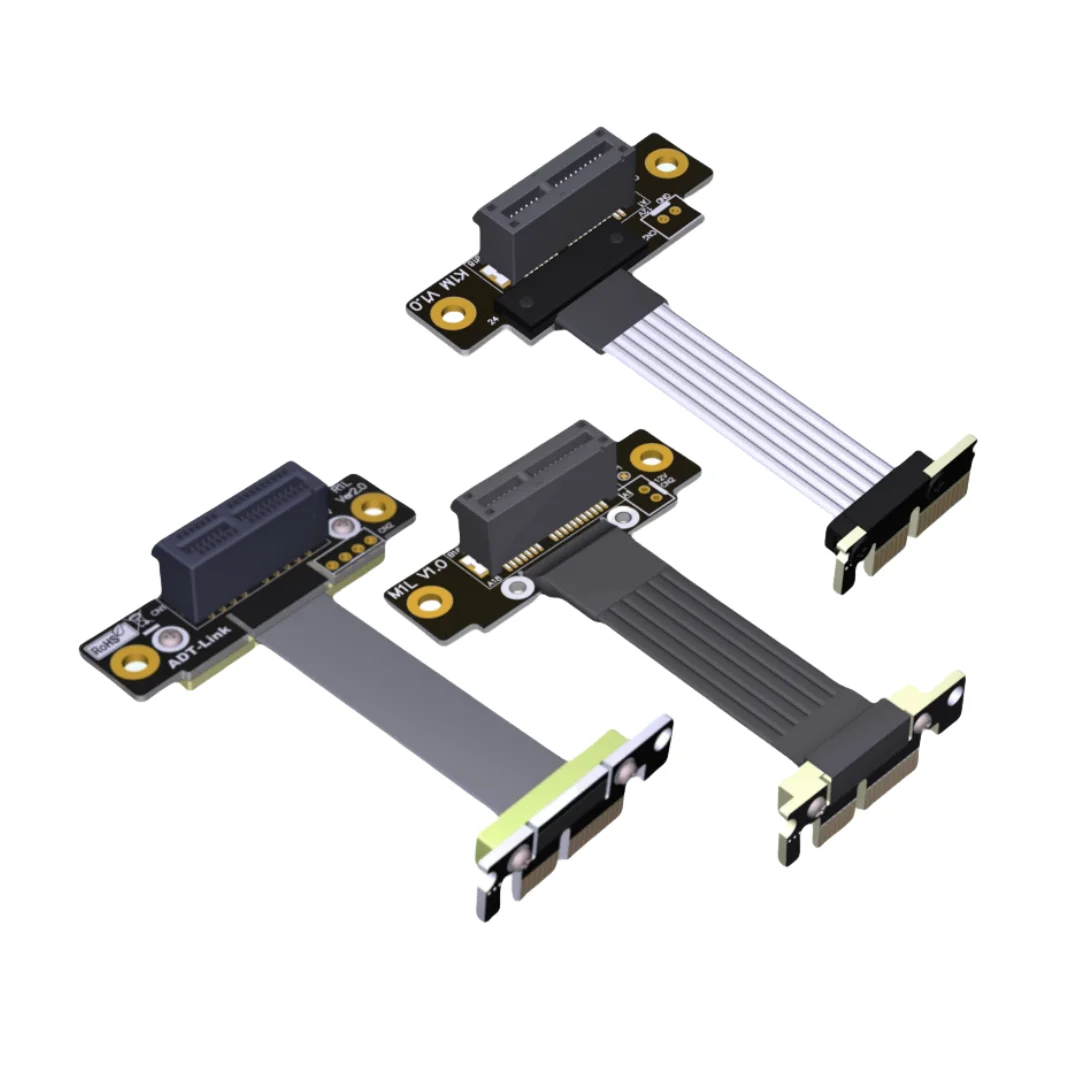 2025 nuevo doble ángulo recto de 90 grados PCIe 3,0 4,0x1 a x1 Cable de extensión R11SL-TL PCI Express 1x extensor de cinta de tarjeta elevadora - imagen 3