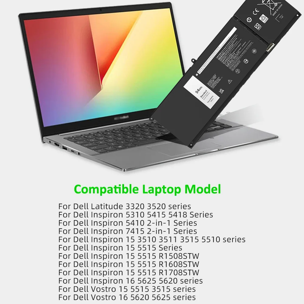 SKOWER G91J0 41Wh V6W33 54Wh batería para Dell Inspiron 15 3511 3515 3520 13 5310 5320 5330 Latitude 3320 3420 Vostro 3510 5620 - imagen 3