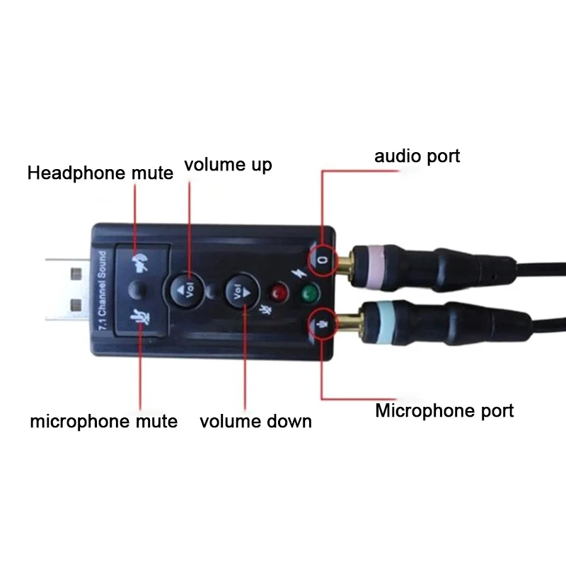 Tarjeta de sonido USB de canal externo 3D de 7,1 canales, adaptador de micrófono, altavoz, conector de 3,5mm, auriculares estéreo - imagen 4