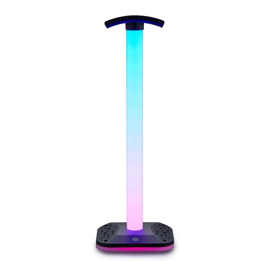 Soporte Universal para auriculares con luz RGB, antideslizante, estante de exhibición, antiarañazos, accesorios para PC, brillo ajustable - imagen 2