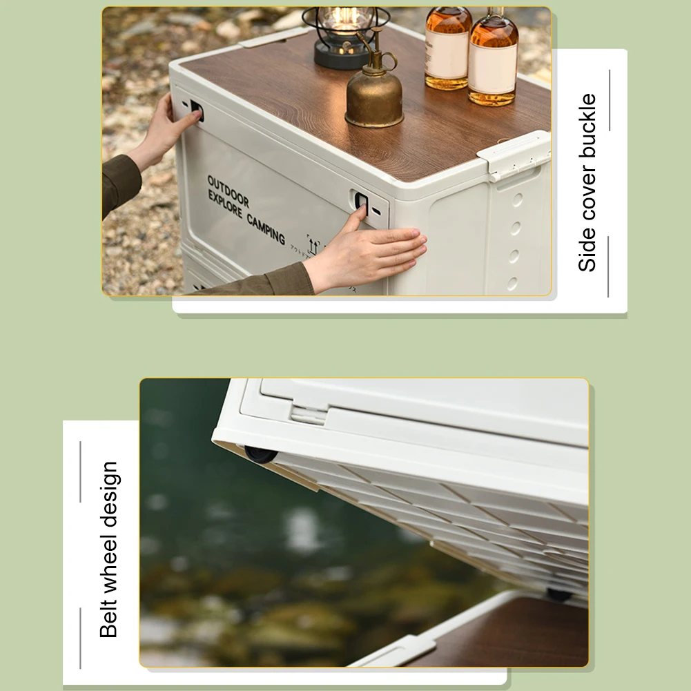 Contenedor de almacenamiento plegable de 30L, contenedor de almacenamiento portátil de gran capacidad, apilable, multifuncional, para el hogar, tienda al aire libre, artículos de acampada - imagen 5