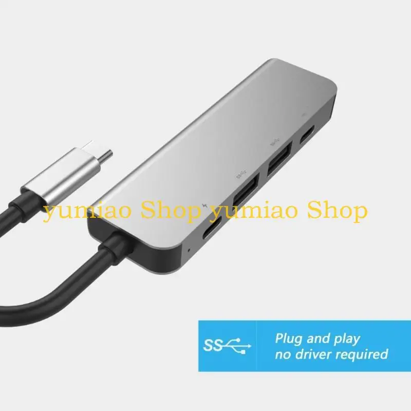 587b USB Typec Hub 4K30Hz Compatible PD60W multifuncional para SSD HDTV Dock - imagen 2