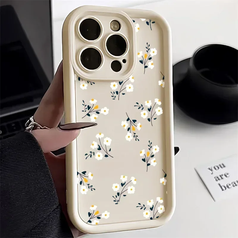 Funda de teléfono con flores florales para iPhone 15 14 Pro Max 11 12 13 Pro Max XS XR X 7 8 Plus cubierta mate suave a prueba de golpes - imagen 3