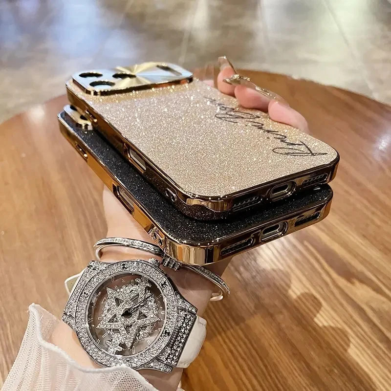 Funda personalizada para teléfono con purpurina de diamante y nombre DIY, compatible con Iphone 17 16 15 14 13Pro Max, 17 Air y 17Pro, 17. - imagen 4