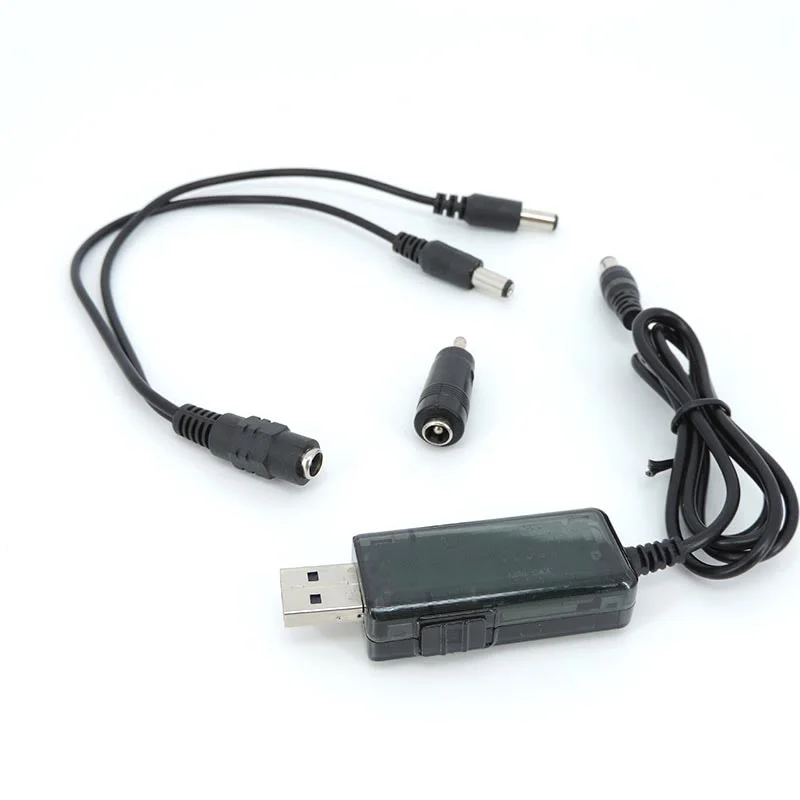 5,5x2,1 3,5mm USB Boost Line DC 9V 12 voltios 8 pines Cable convertidor voltaje transformador Led regulador de potencia para enrutador pantalla Led Q1 - imagen 3