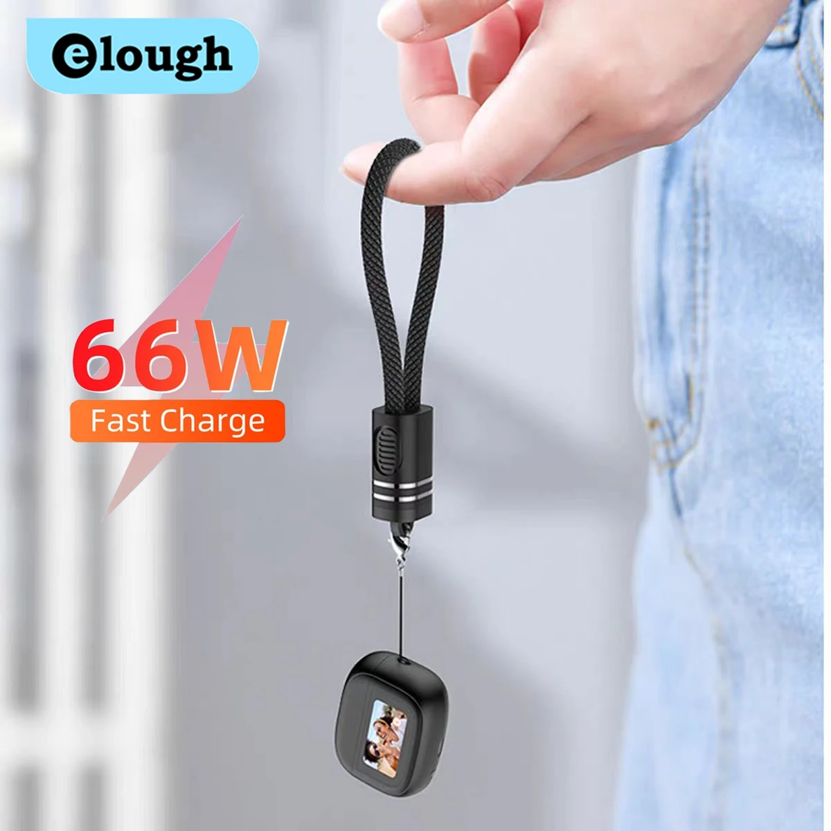 Elough PD 66W Cable corto tipo C a tipo C Cable de carga rápida portátil PD20W USB C a Lightning para iPhone 16 15
