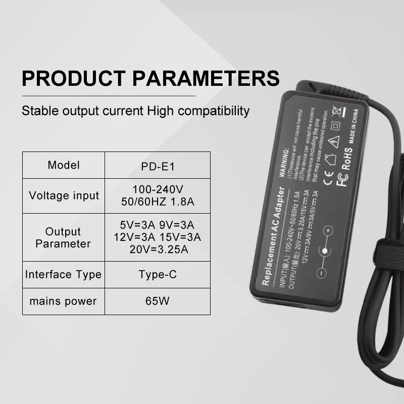 Adaptador de corriente de CA para cámaras Canon, TYPE-C PD, USB-C, 65W, para Canon EOS R6 R5 R5C RP G5 X Mark II G7 X Mark III, Ricoh GR IIIx - imagen 4