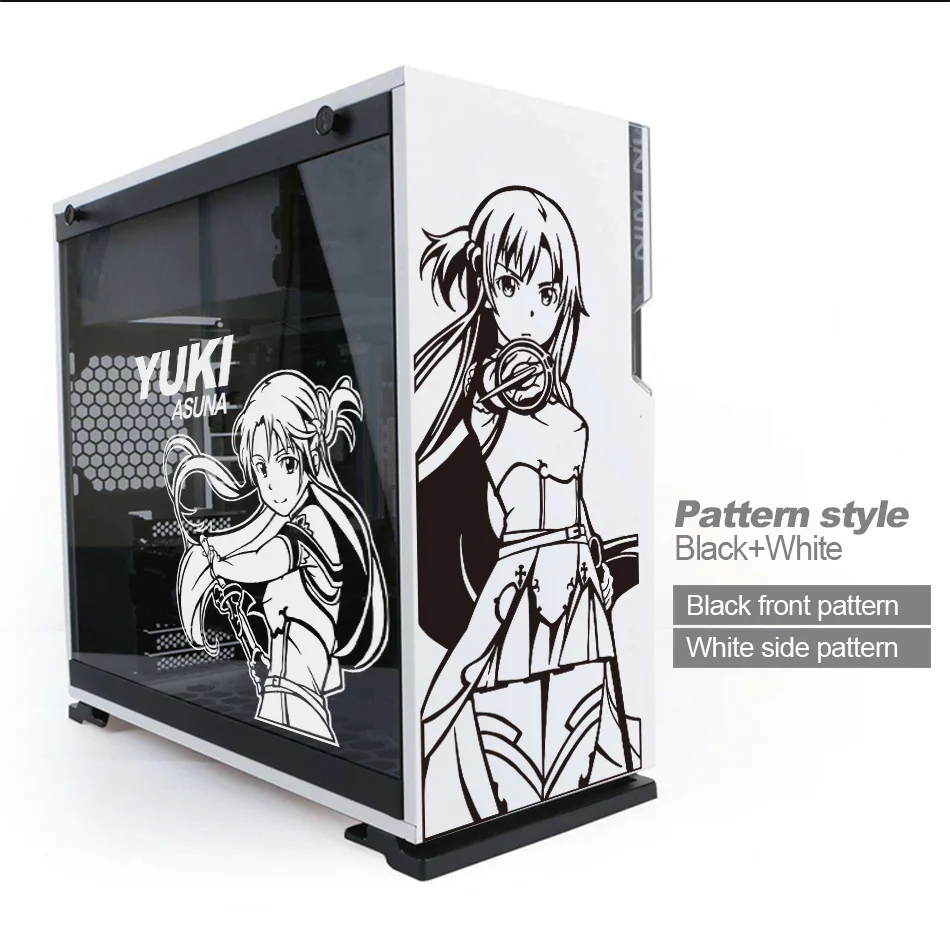 Yuuki-pegatinas de vinilo de Anime Asuna para carcasa de PC, calcomanías de decoración de dibujos animados para Atx, piel de chasis de ordenador medio, calcomanía extraíble fácil de calar - imagen 4
