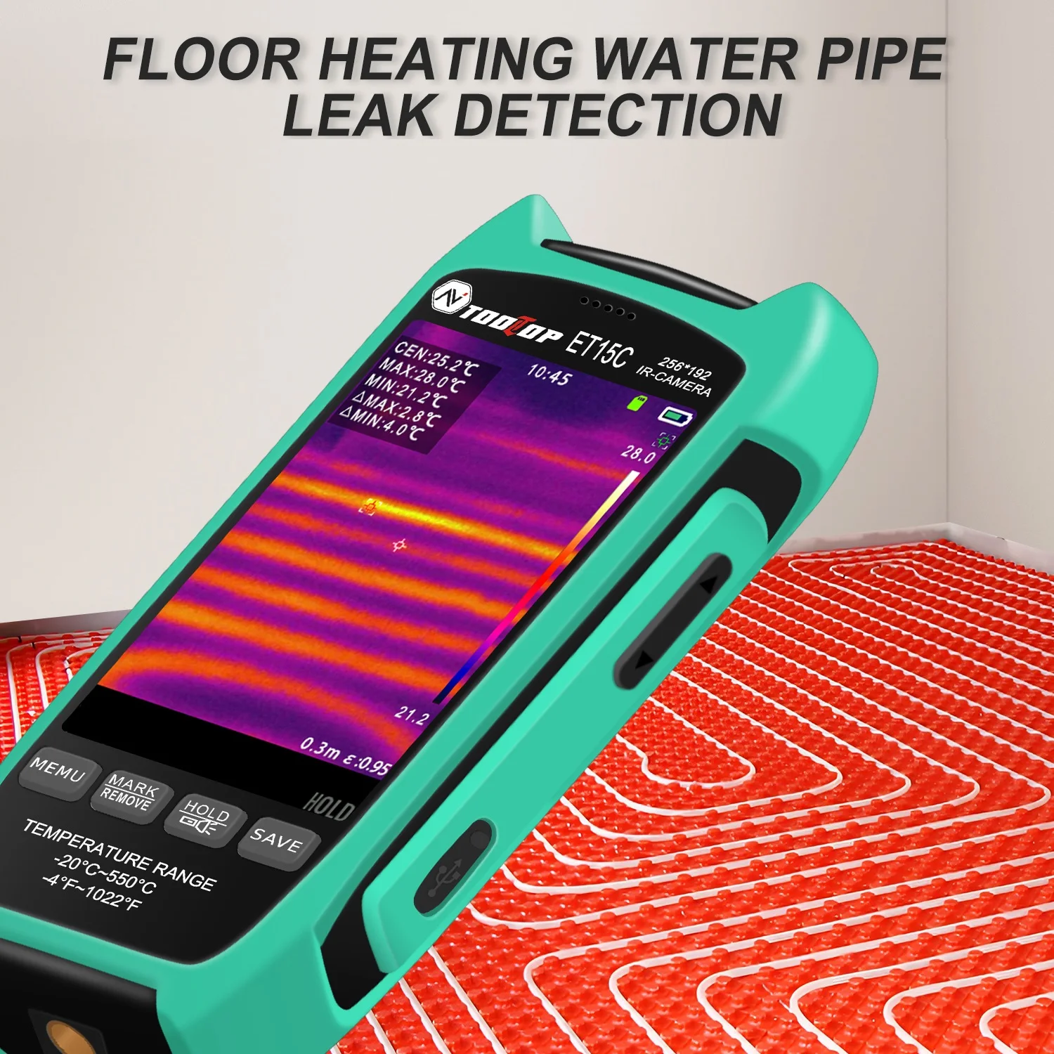 Cámara termográfica portátil TOOLTOP ET15C industrial de 3,5 pulgadas 256*192 -20 ℃ ~+550 ℃   Reparación de automóviles y circuitos - imagen 4