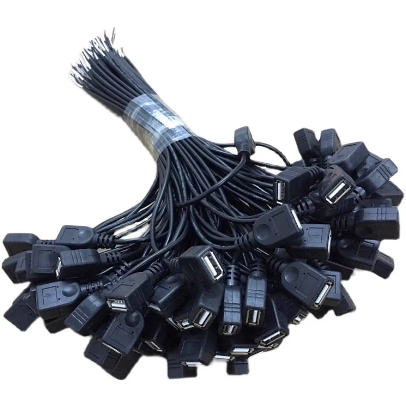 DYI USB Cable de carga hembra de 2 núcleos USB hembra de cobre lleno USB hembra única USB 2 núcleos 5V fuente de alimentación 30cm 100cm 200cm