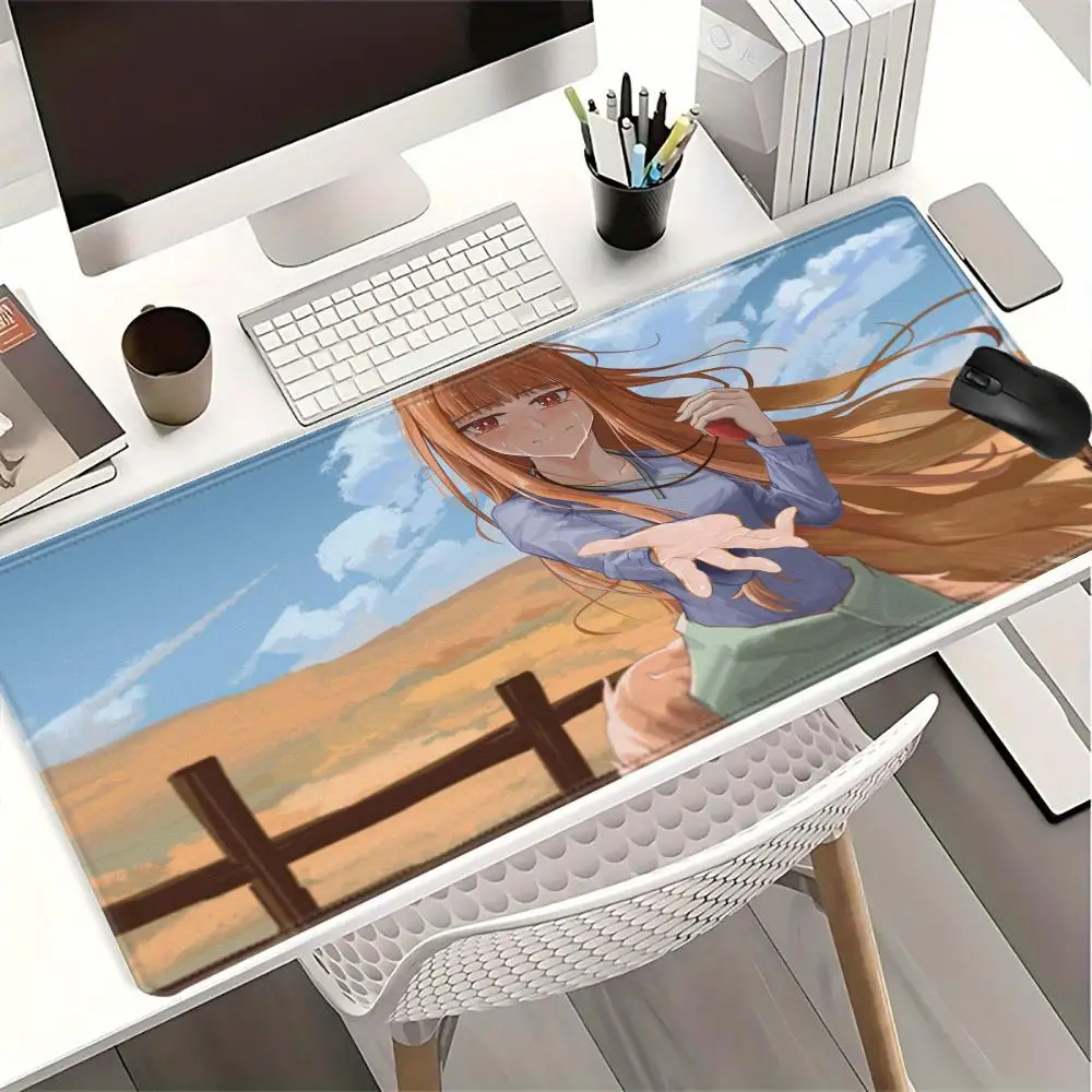 Alfombrilla de ratón de Anime Spice And Wolf Horo, alfombrilla de escritorio para teclado grande, alfombrilla de ratón para juegos, alfombrilla antideslizante LockEdge