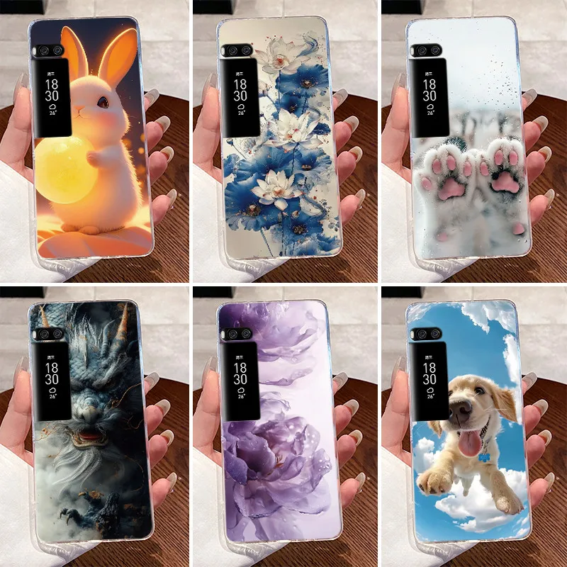 Funda suave de TPU para Meizu Pro 7 Pro7 Plus, funda protectora trasera de silicona transparente con dragón de lujo para niños y niñas