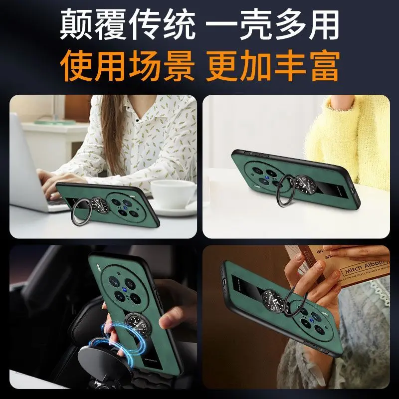 Funda para VIVO X300 Pro, reloj magnético, soporte de anillo, funda trasera Premium de piel de oveja de silicona para X200 Pro Mini X200 Ultra - imagen 4