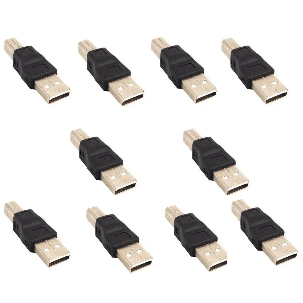 Lote de 10 Uds USB 2,0 tipo A macho a tipo B macho impresora escáner A-B convertidor conector adaptador convertidor
