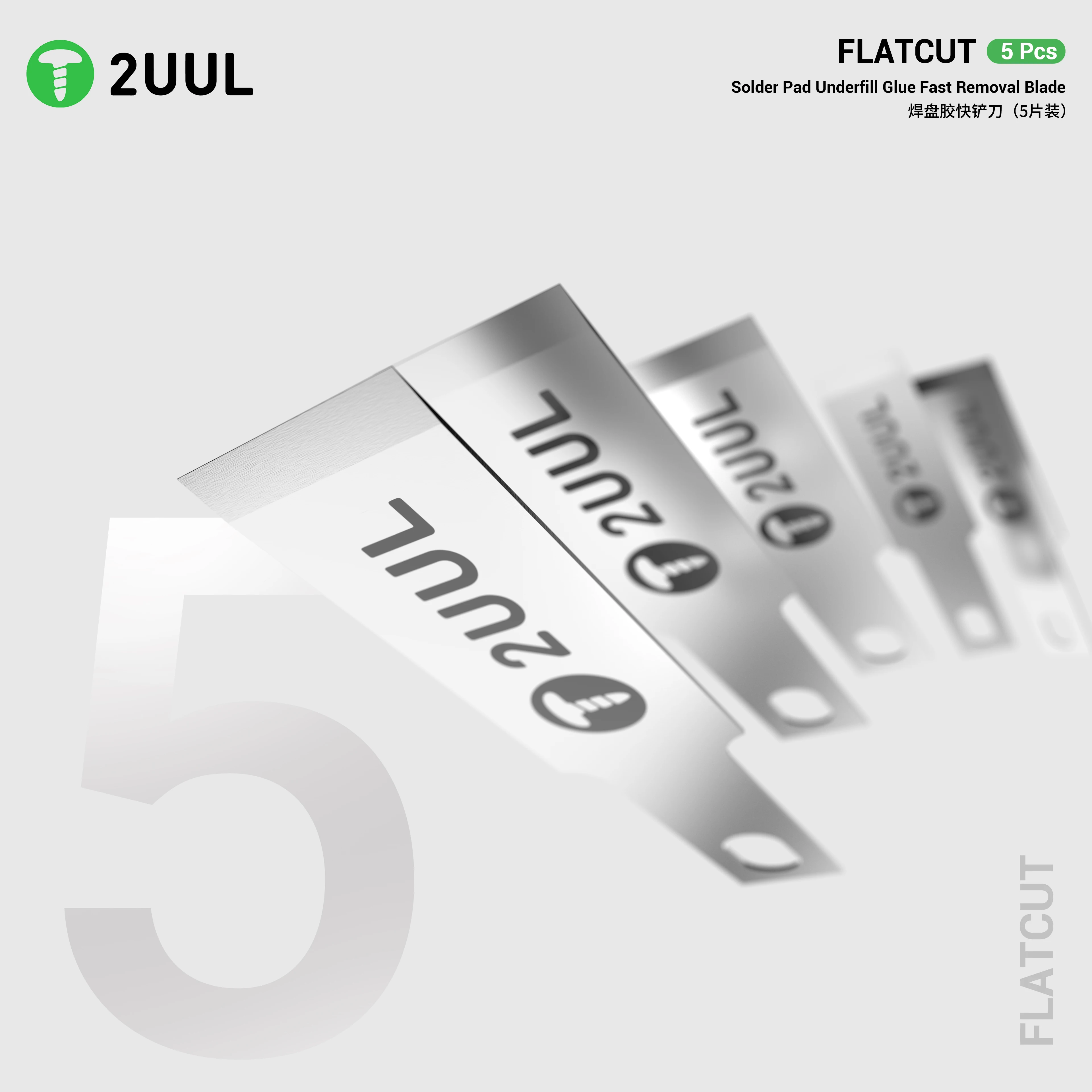 Raspador de almohadilla de soldadura 2UUL FLATCUT DA28, 5 uds., para reparación de teléfonos móviles, placa base, almohadilla de soldadura IC, Chip, herramienta de núcleo raspador de eliminación de pegamento - imagen 3