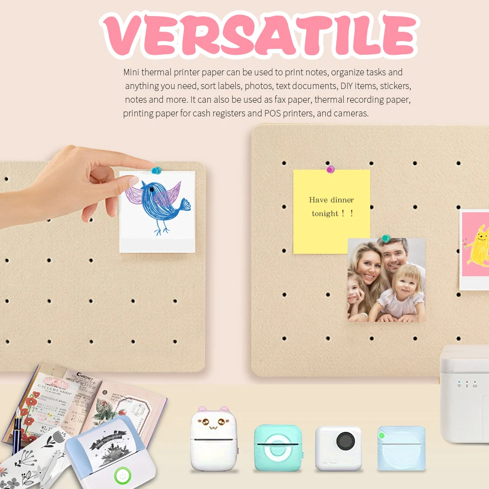Mini impresora HD de 57x25MM, papel térmico autoadhesivo, rollo de papel, etiqueta adhesiva, foto, impresión sin tinta, impresora portátil, papel de Color - imagen 4