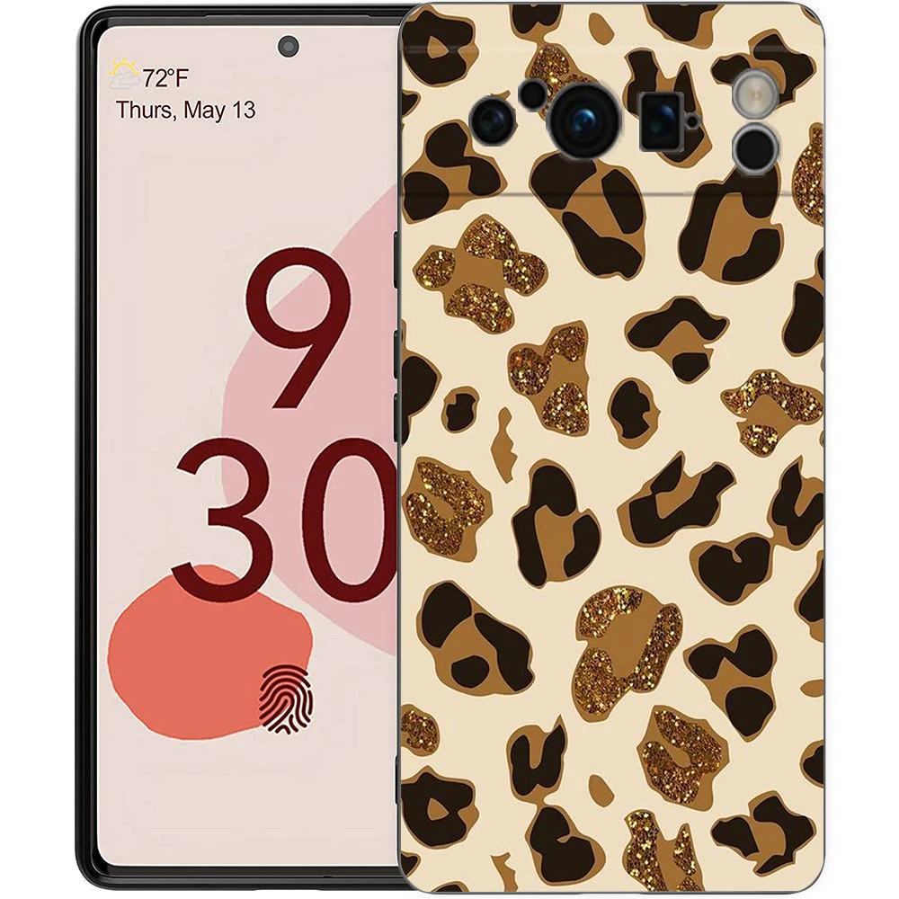 Funda de teléfono con estampado de leopardo y tigre para Google Pixel 8, 7, 6 Pro, 6A, 5G, negra, suave, a prueba de golpes, carcasa trasera de TPU - imagen 4