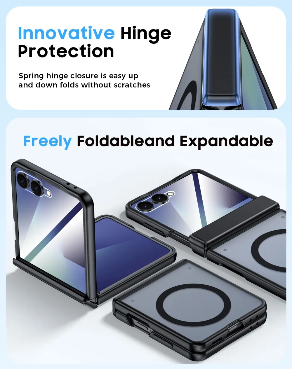 Para Samsung Galaxy Z Flip7 funda dura transparente bisagra media carga inalámbrica magnética protege la contraportada para Z Flip 7 Shell - imagen 3