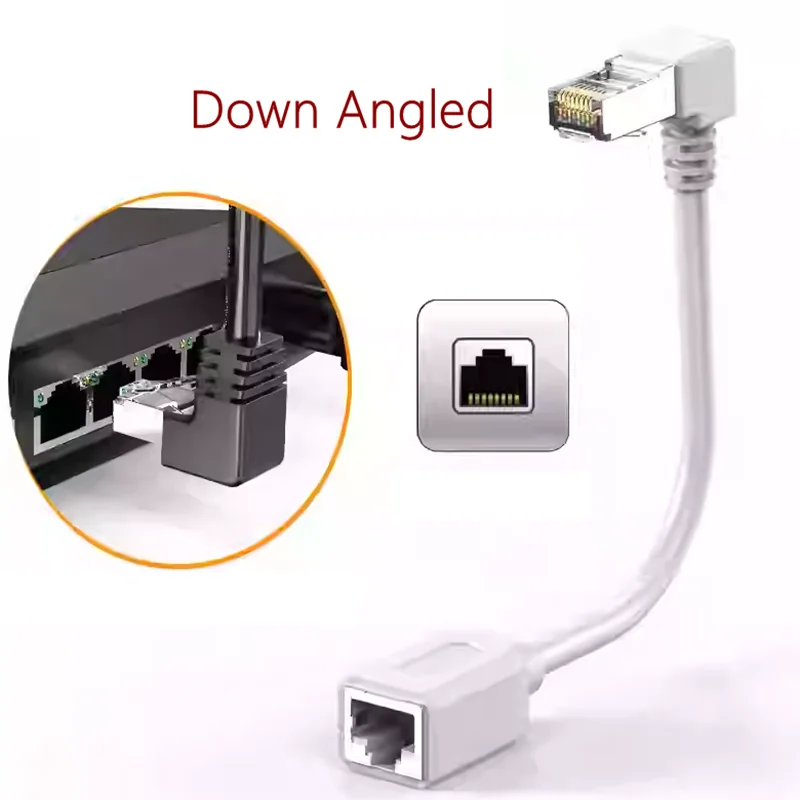Adaptador de Cable de red de parche de extensión macho a hembra Ethernet LAN Cat6 RJ45 de 90 grados para PC portátil Gigabit Gamer Router Modem - imagen 2