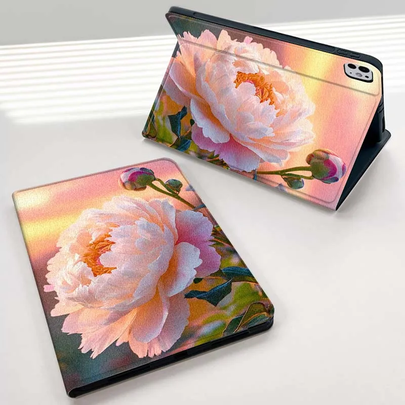 Peach Peony Bloom para iPad Pro Air 2 3 4 5 6th 7th 11th Gen 10,2 9,7 11 10,5 10,9 12,9 13 pulgadas funda para tableta - imagen 4