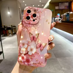 Funda Xiaomi con diseño mariposa flor acuarela antigolpes