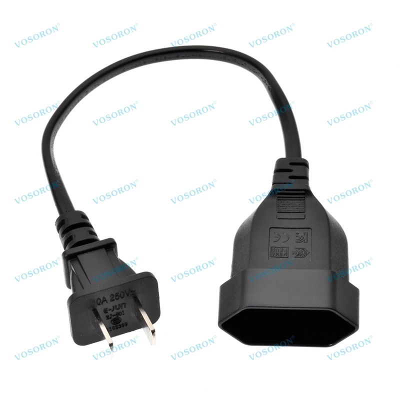 Cable de alimentación corto de CA, Cable de extensión macho de 2 clavijas a hembra europea de la UE, 1-15P a CEE7/16, enchufe estadounidense a receptáculo europeo - imagen 2