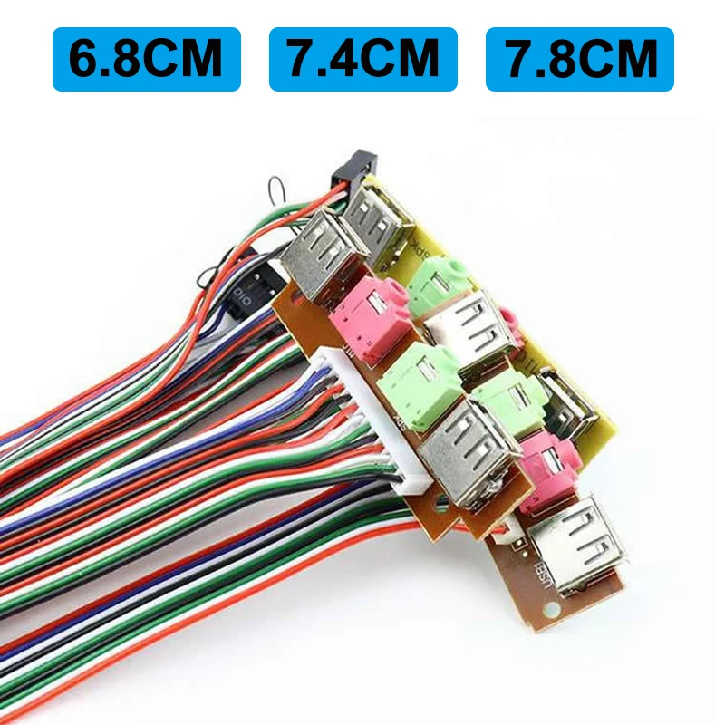 6,8/7,4/7,8 CM PC Cables y conectores de ordenador Panel frontal USB/Audio frontal USB 2,0 enchufe protector extender micrófono cables de auriculares - imagen 3