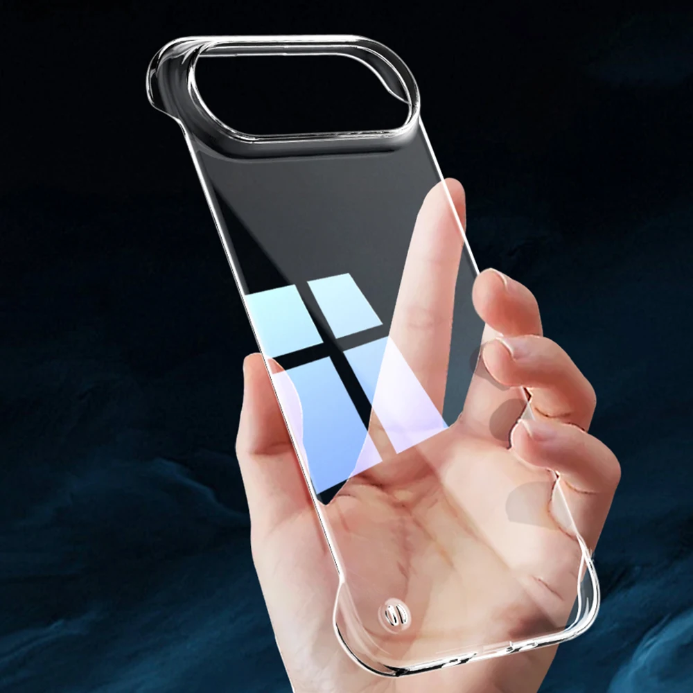 Estuche rígido transparente de medio paquete para iPhone 17 Air 16 15 14 13 12 11 Pro Max Plus Mini 16E contraportada transparente sin bisel ultrafino