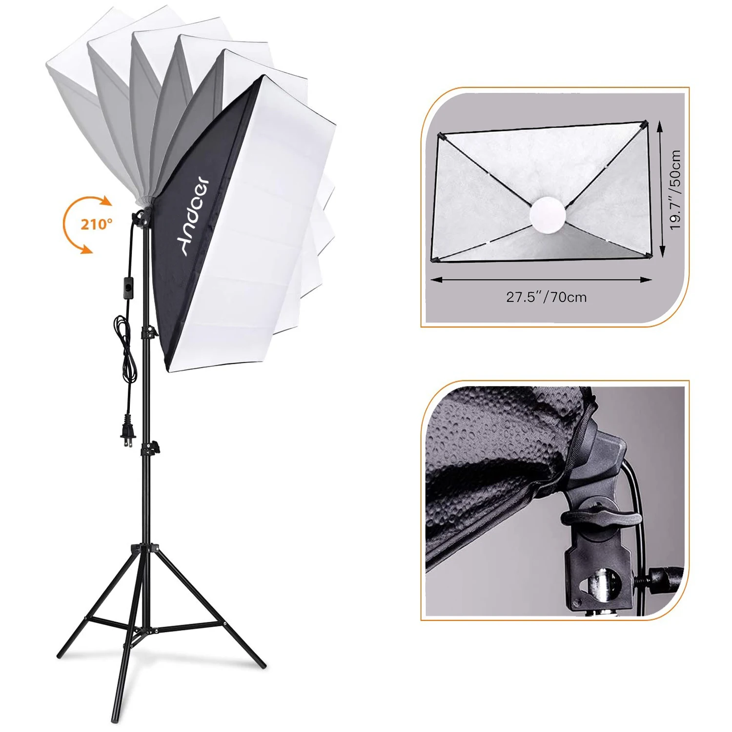 Andoer Kit Softbox LED bicolor, iluminación de estudio 3200K-5600K para uso profesional - imagen 3