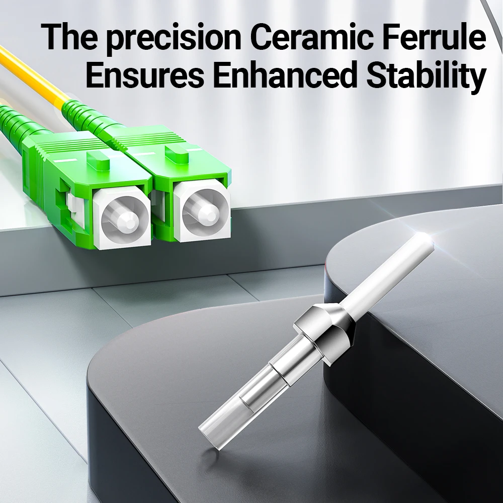 AMPCOM SC a SC APC Fibra óptica, cable de fibra simple monomodo SMF 9/125μm Cable de fibra óptica insensible de 2,0 mm con curva monomodo - imagen 3