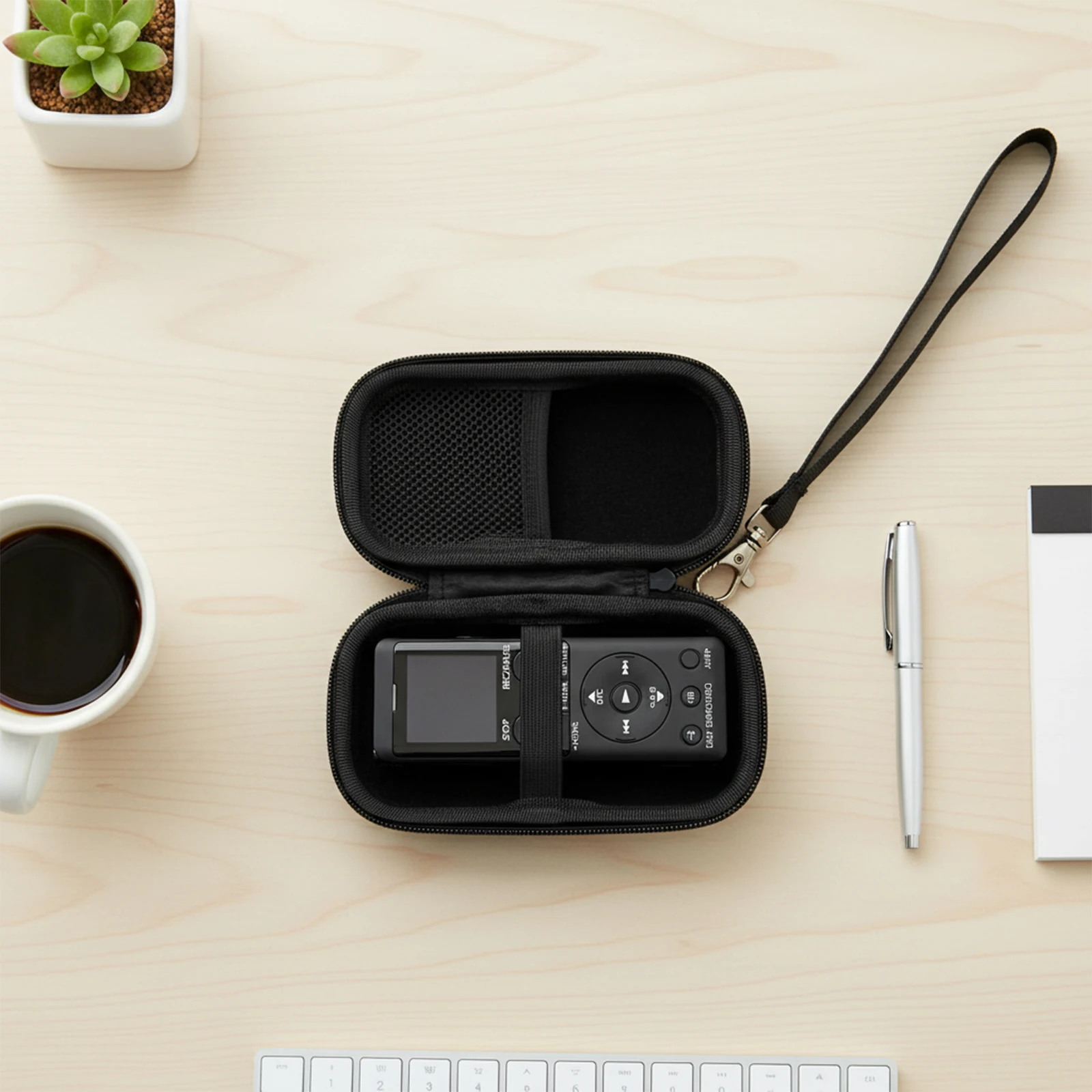 Estuche rígido de transporte con cremallera EVA, bolsa de almacenamiento para grabadora de voz Digital Sony ICD-UX570/PX370 - imagen 4