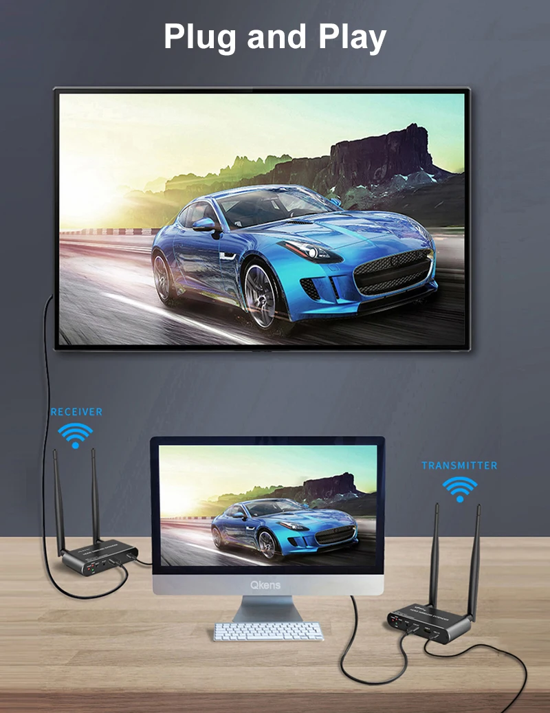 Extensor HDMI de transmisión inalámbrica de 200m, adaptador de pantalla 4K de 1080p, receptor transmisor de vídeo para cámara, portátil, PC a TV - imagen 4