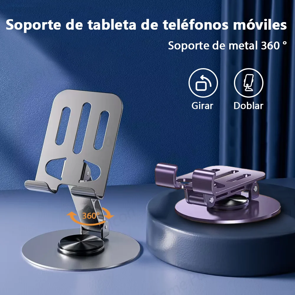 Metal 360° Rotation Mobile Phone Tablet Holder Anti Slip Foldable Regulate Portable Lazy Desktop Live Mobile Phone Stand Mount - imagen 2