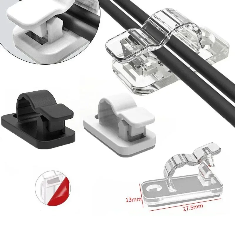 Clips para cables autoadhesivos, gestión de cables, soporte para cables, abrazadera organizadora, administrador de cables ordenado para escritorio, Clips para el hogar y la Oficina, 10/50 Uds. - imagen 2