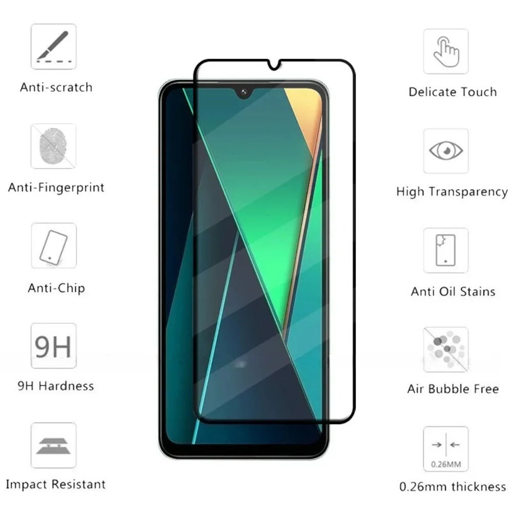 4 Uds para Xiaomi Poco C75 vidrio C75 C71 C61 C65 Poco vidrio templado 9H HD protección de teléfono pegamento de cubierta completa para Protector de pantalla - imagen 3