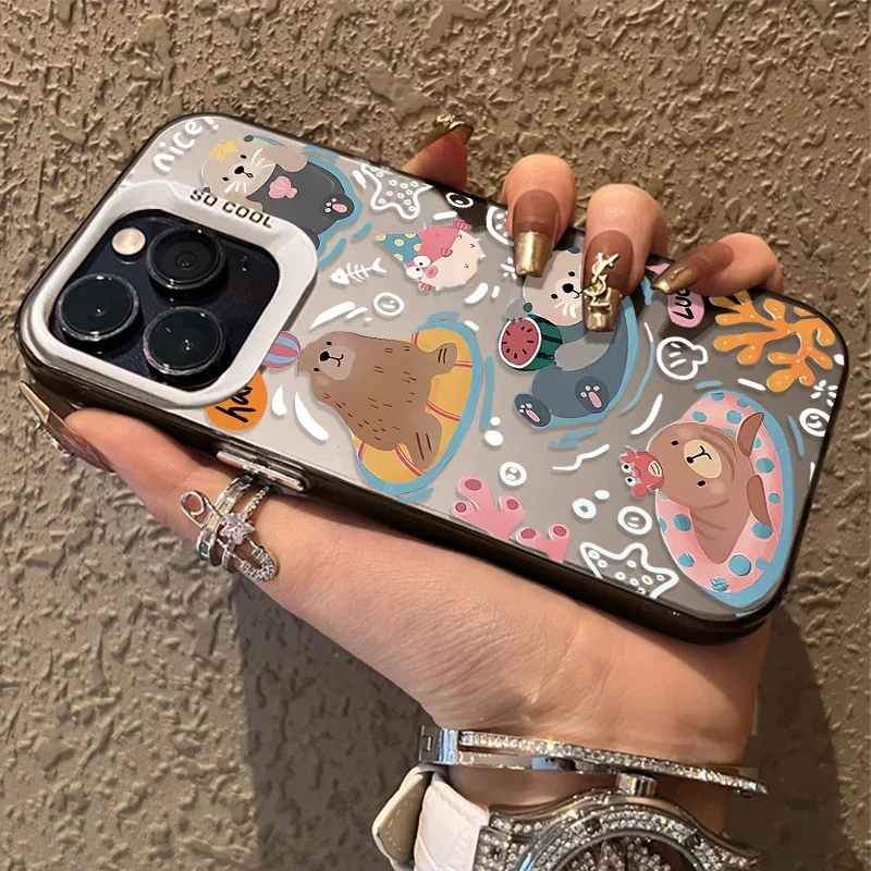 Bonita funda de PC Capybara Sea Otter para Xiaomi POCO X6 X5 X3 NFC F3 F4 GT F5 F6 M6 Pro 4G M5S C65 Mi 13T 12T 14 13 12 11 Lite 5G NE - imagen 3