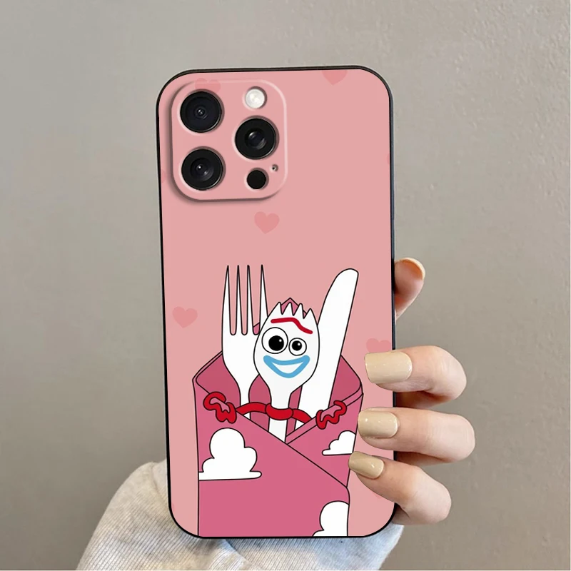 Funda de teléfono de dibujos animados de Disney Toy Story para iPhone 15, 14, 13, 12, 11, XS, XR, X, 8, 7, SE Pro Max Plus, Mini, negra - imagen 2