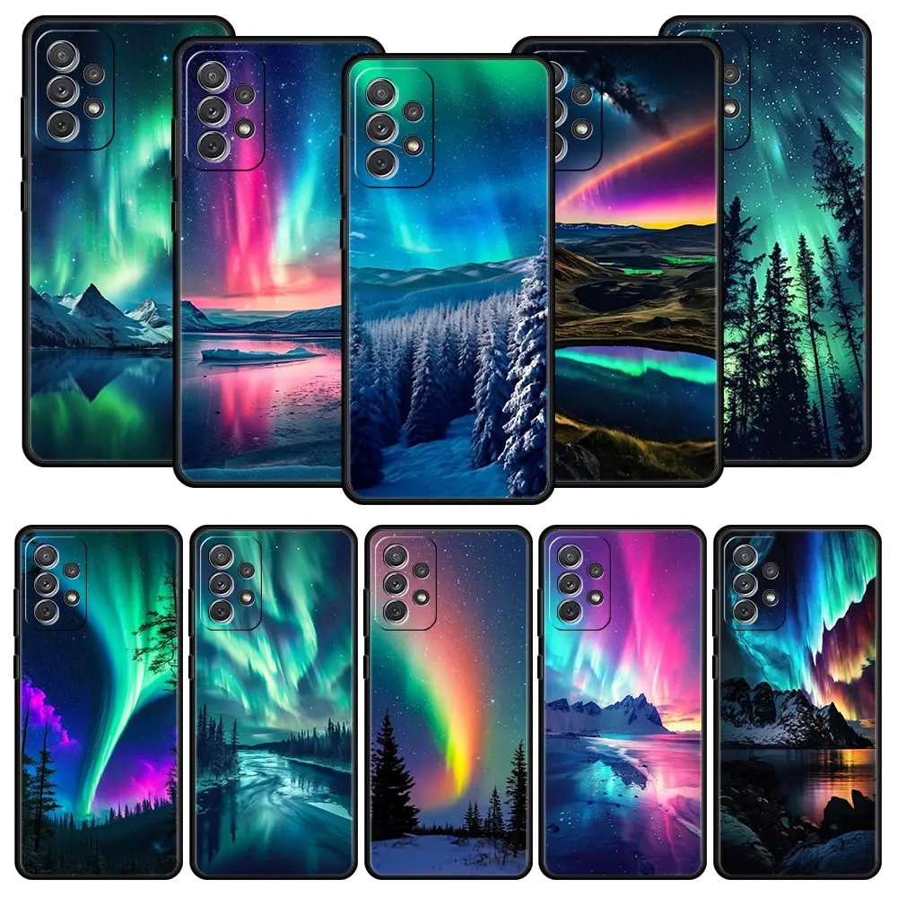 Hermosa funda de luces del norte para Samsung A51, A71, A21S, A12, A11, A15, A25, A31, A41, A52, A32, A23, A33, A53, A73, A03S, A05S, A13, 5G