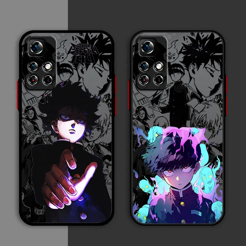 Funda de teléfono Mob Psycho 100 para Redmi Note 13, 12, 11, 10 Pro Plus Pro S T 5G, cubierta translúcida mate esmerilada