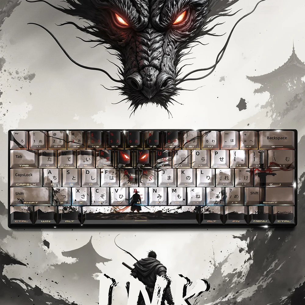 129 teclas de tinta impresa con brillo a través de teclas, teclas Sub PBT de tinte de 5 lados, perfil de cereza para teclado de juegos Cherry MX Swtches