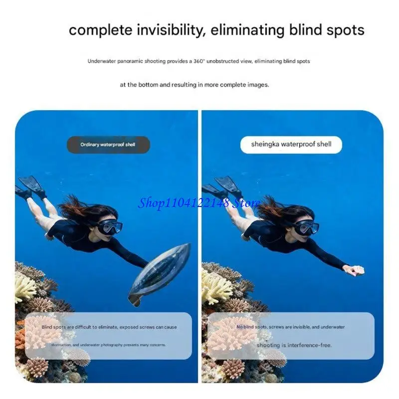 Funda protectora cobertura total P9FA para 360 cámaras, carcasa buceo, resistencia agua salada - imagen 2