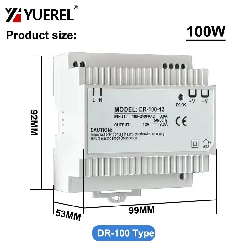 Fuente de alimentación conmutada serie DR 15W 60W 100W 5V12V15V24V Transformador de montaje en carril DIN - imagen 4